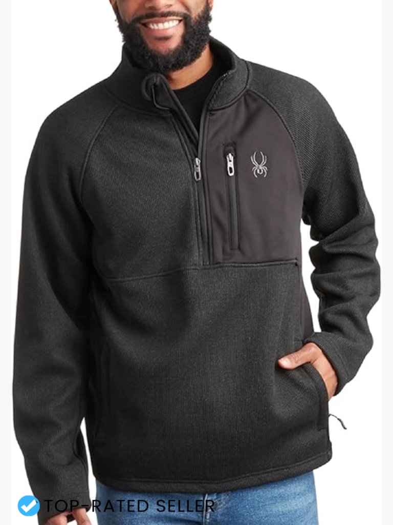 Mens Performance Fleece Quarter Zip Pullover Relaxed Fit Mock Neck Long Sleeve